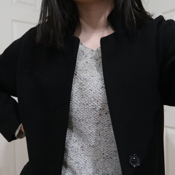 Zara Black Peacoat with Turquoise Blue Interior - Size Small - Picture 2 of 9